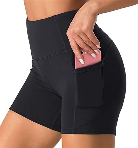 Dragon Fit High Waist Yoga Shorts for Women with 2 Side Pockets Tummy  Control Running Home Workout Shorts - Miazone