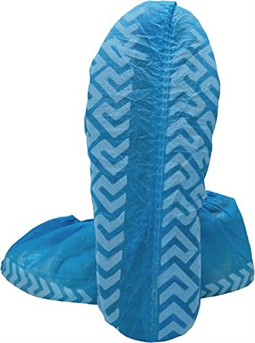 Innovative Haus Premium Thick Extra Large Disposable Boot & Shoe Covers | Durable, Non-Slip,Treads, Water Resistant, Non-Toxic,100% Latex Free | Stronger than Competitor-40 grams | 100-Pack Blue |