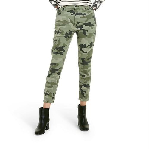 Women's Camo Print High-Rise Ankle Length Skinny Jeans - Nili Lotan Olive Green