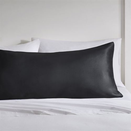Mainstays Woven Solid Satin Body Pillow Cover Zipper Closure, 50× 132 cm , Black