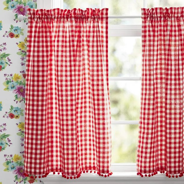 The Pioneer Woman Gingham 3-Piece Tier & Valance Set from Mainstays