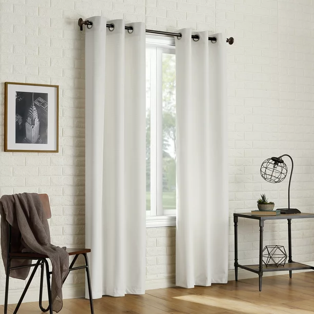 Sun Zero 2-pack Arlo Textured Thermal Insulated Grommet Curtain Panel Pair,  102W × 160L cm, Pearl White