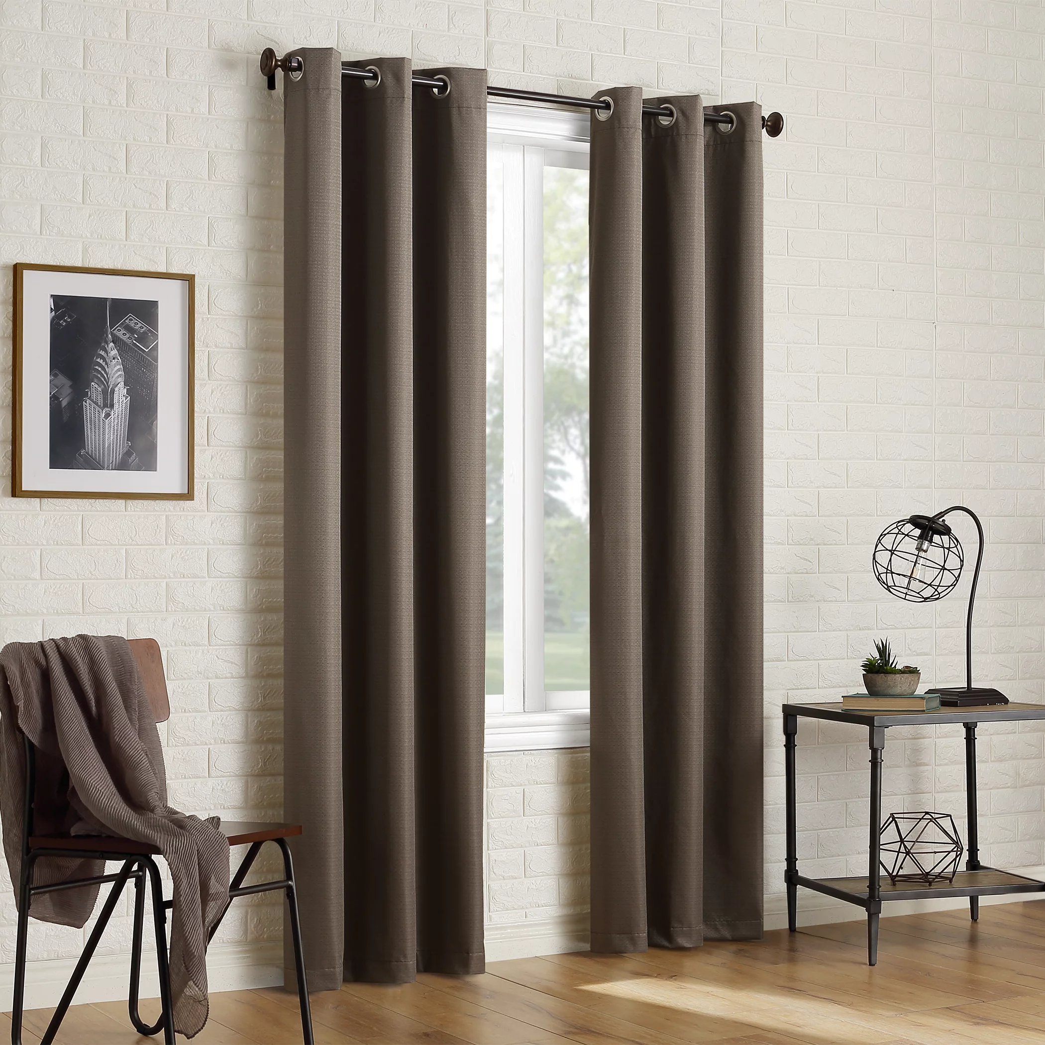 Sun Zero 2-pack Arlo Textured Thermal Insulated Grommet Curtain Panel Pair, 40"x84", Mocha Brown