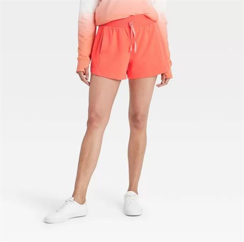Women's High-Rise French Terry Shorts 3.5" - All in Motion Coral XL, Pink