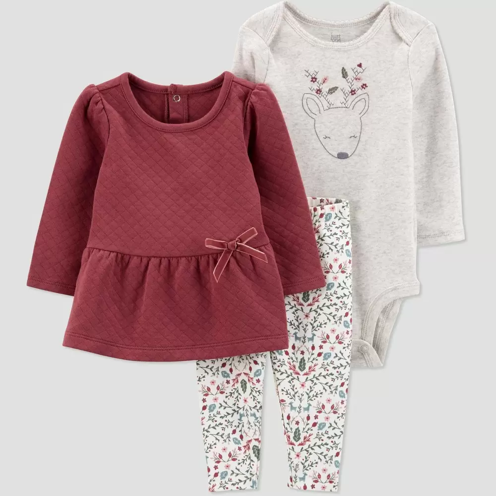 Baby Girls' Deer Top & Bottom Set - Just One You made by carter's Gray 6M