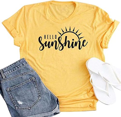 Here Comes The Sun T-Shirt Summer Beach Tee Sunshine Graphic for Women