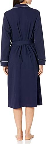 Amazon Essentials Women's Lightweight Waffle Full-Length Robe, Navy, -Large