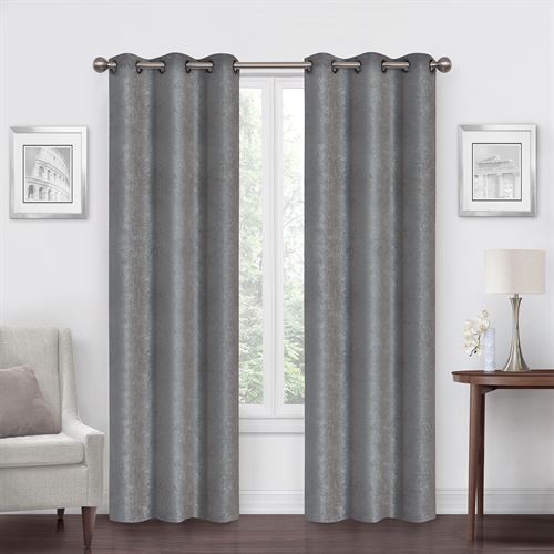 SALT™ Shimmer 84-Inch Grommet 100% Blackout Curtain Panels in Grey (Set of 2)