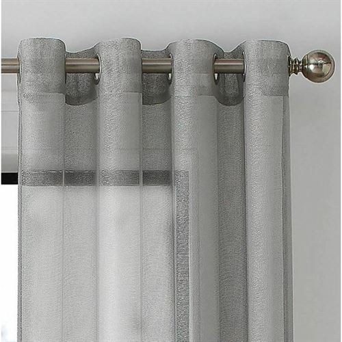 Brookstone Harris 84-Inch Grommet Sheer Window Curtain Panel in Platinum