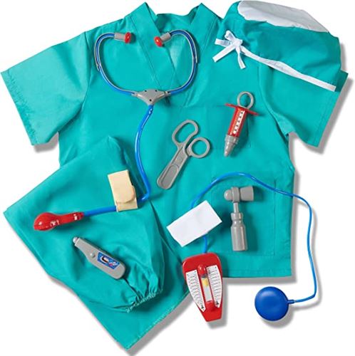 Kids Doctor Halloween Costume for Toddler Girls and Boys Surgeon Scrubs Set and Accessories for Best Child Dr Costumes