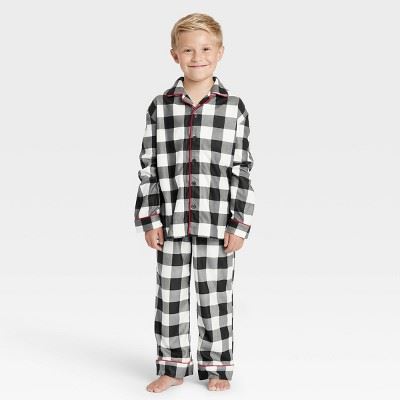 Kids' Holiday Buffalo Check Flannel Matching Family Pajama Set - Wondershop White