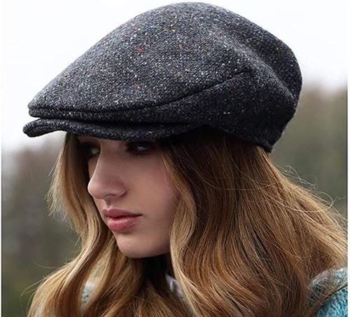 Vintage Cap Tweed Hanna Hats Traditional Irish Tweed Wool Vintage Cap Stud Fastener & Taffeta Lining