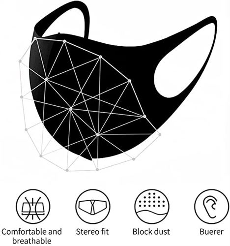 20 Pack Anti-dust Mouth Face mask Protect Cover Bandana Balaclavas, Unisex Reusable Fashion Washable Cover (Black)