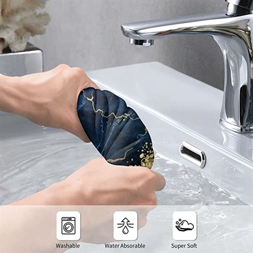 Hand Towel Navy Blue Marble Gold Abstract Face Washcloths Fingertip Bath Towels 27.5 x 15.7 Inch Microfiber Quick Dry Soft Absorbent Luxury Kitchen Dish Cloth Bathroom Beach Gym Hotel Salon Spa Sport