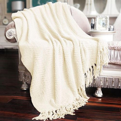 Home Soft Things Tweed Throw - Antique White - 50" x 60"