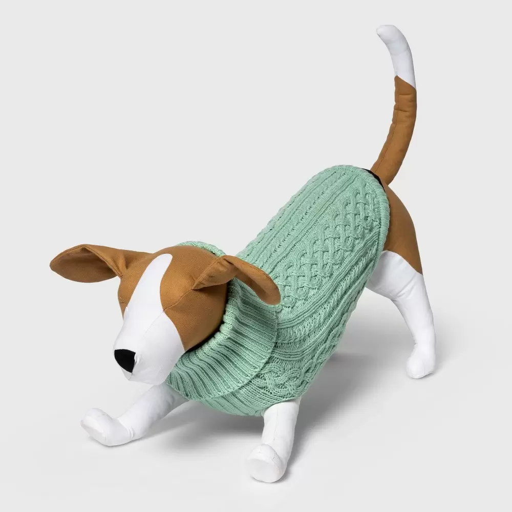 Cable Knit Turtleneck Dog Sweater - XXL - Dusty Robin - Boots & Barkley