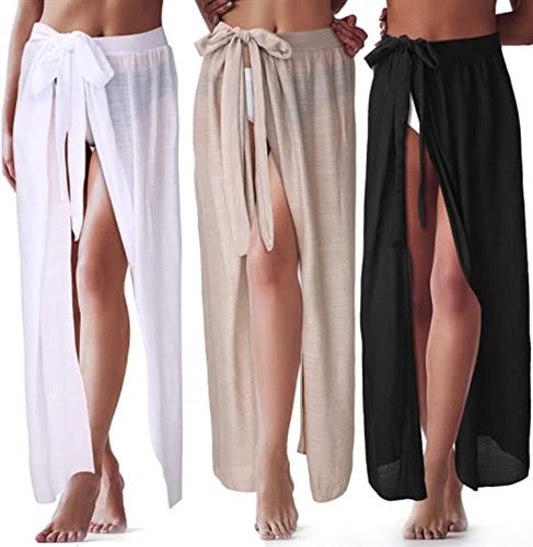JaGely 3 Pieces Sarong Cover Ups for Women Beach Swimsuit Cover up Beach Sarong Wrap Skirt Summer Swimsuit Long Chiffon Wrap Swimwear Bikini Coverups for Women