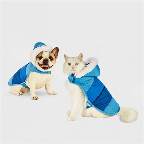 Dog and Cat Puffer Vest - Aqua Stripe - Wondershop™