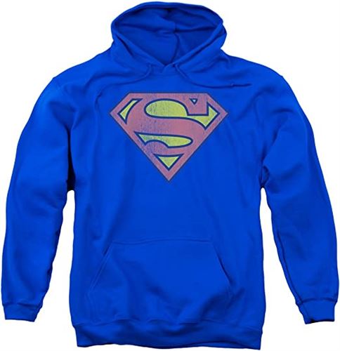 DC Comics - Retro Superman Logo Distressed Pullover Hoodie Size