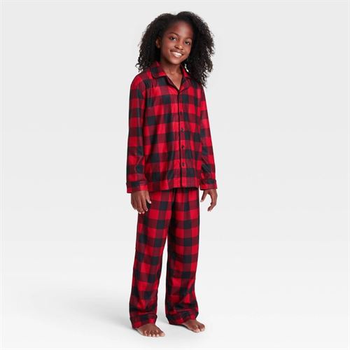 Kids' Holiday Buffalo Check Flannel Matching Family Pajama Set - Wondershop™ Red