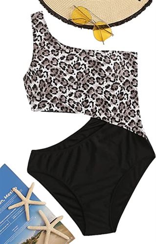 SweatyRocks Women's Bathing Suits One Shoulder Cutout One Piece Swimsuit Swimwear Monokini