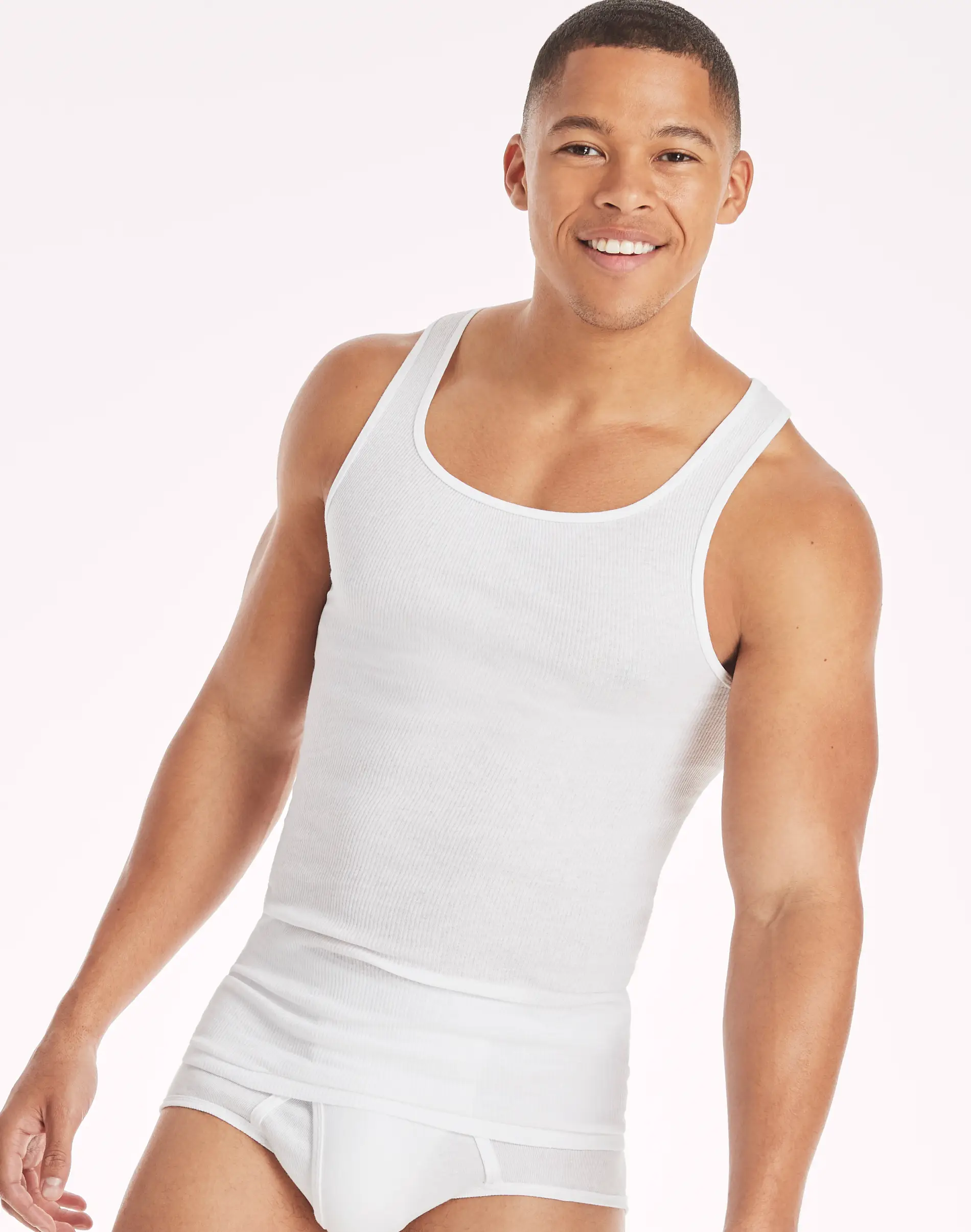Hanes Men's Tank Top Undershirt Pack In White, Ribbed Moisture-Wicking Cotton