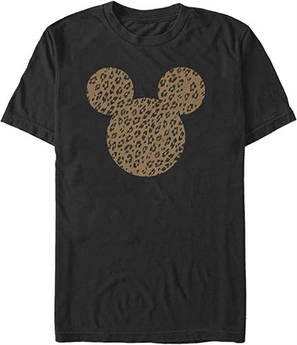 Disney Big & Disney Classic Mickey Cheetah Mouse Men's Tops Short Sleeve Tee Shirt, Black