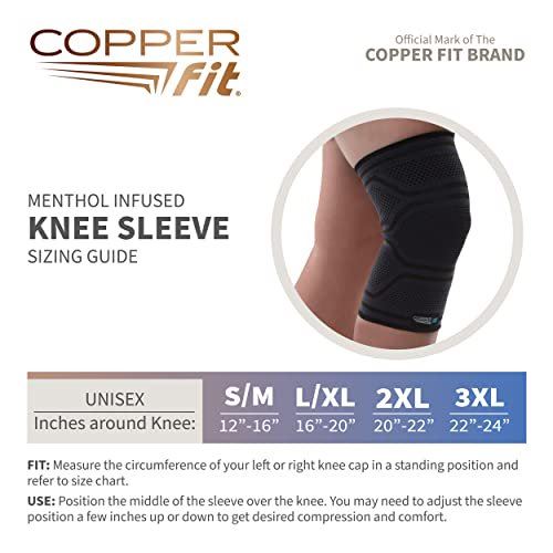 Copper Fit ICE Knee Compression Sleeve Infused with Menthol, 2XL