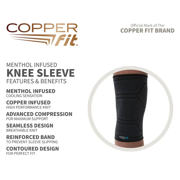 Copper Fit ICE Knee Compression Sleeve Infused with Menthol, 2XL