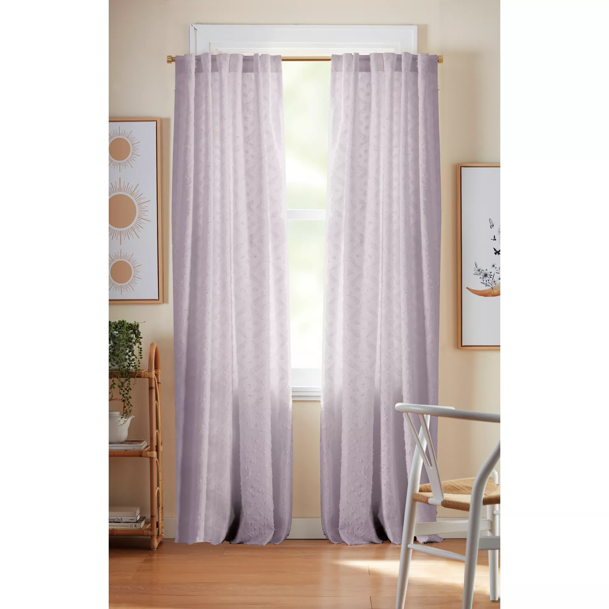 Wild Sage™ Lyra 213 cm Rod Pocket/Back Tab Curtain Panel in Iris Lavender 2 Panels