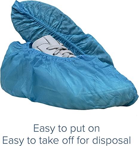 Innovative Haus Premium Thick Extra Large Disposable Boot & Shoe Covers | Durable, Non-Slip,Treads, Water Resistant, Non-Toxic,100% Latex Free | Stronger than Competitor-40 grams | 100-Pack Blue |