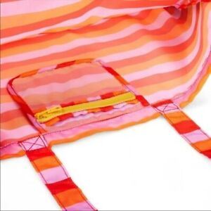 LEGO Reusable Mix Stripe Lightweight Tote Bag Grocery Pink/Orange x Target