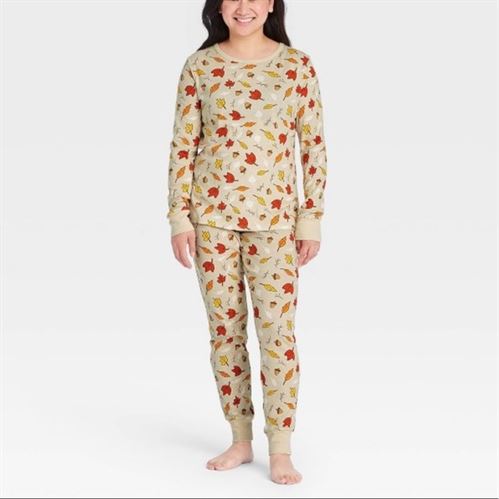 Target fall leaves print pajama set oatmeal autumn for women