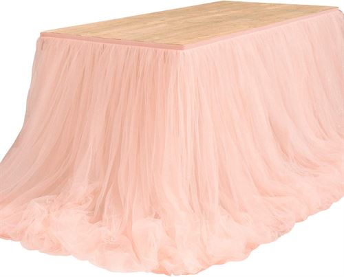 Ling's Moment 9FT Blush Tulle Table Skirt Dreamlike Extra Long Table Skirt
