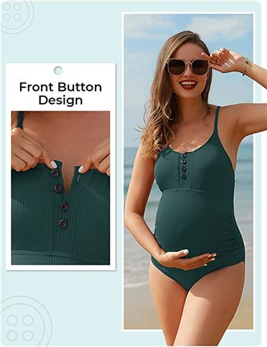 Ruffle One Piece Maternity Bathing Suit With Lace-up Back – Summer Mae