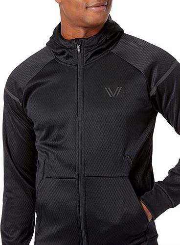 Amazon Brand - Peak Velocity Men's Black Ops Full-Zip Water-resistant Fleece Hoodie