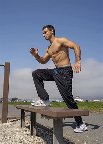 ZENGVEE Mens Sweatpants Open-Bottom Workout Jogger Pant with Pockets 0709 BlackGrey