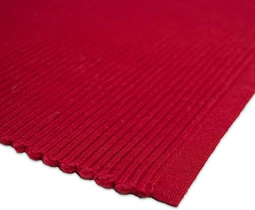 DII Washable Ribbed Cotton Placemat, Set of 6, Cardinal Red - Perfect for Fall, Dinner Parties, BBQs, Christmas and Everyday Use