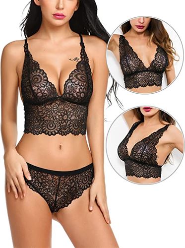 ADOME Lingerie Set for Women Lace Bra and Panty Two Piece Babydoll