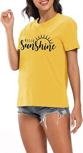 Here Comes The Sun T-Shirt Summer Beach Tee Sunshine Graphic for Women
