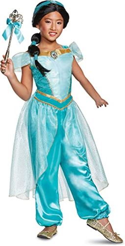 Disney Princess Aladdin Jasmine Deluxe Girl's Halloween Fancy-Dress Costume for Child, M