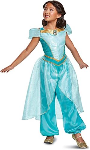 Disney Princess Aladdin Jasmine Deluxe Girl's Halloween Fancy-Dress Costume for Child, M