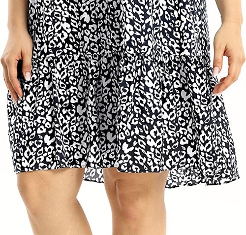 Shiaili Light Plus Size Summer Dresses for Women Flowy Ruffle Leopard Dress