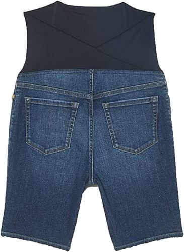 Crossover Panel Bermuda Maternity Jean Shorts