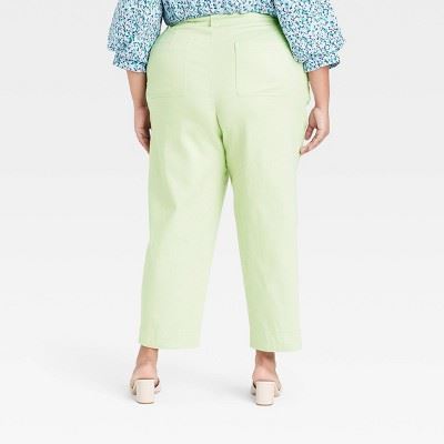 Women's Plus Size High-Rise Straight Leg Ankle Pants - A New Day Green 22W