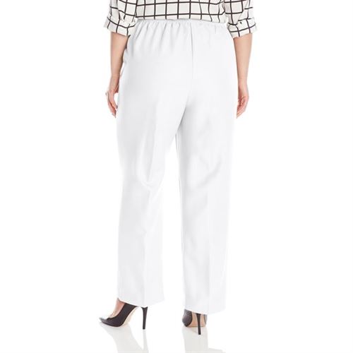 Alfred Dunner Womens Plus Solid Flat Front Casual Pants