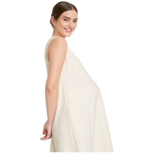 The Nines by HATCH Sleeveless Ponte Maternity Dress Cream M, Ivory