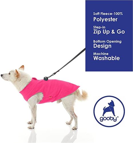Gooby Zip up Fleece Dog Sweater