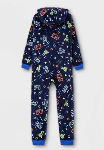 Boys' Gamer Hooded Union Suit Pajama Jumpsuit - Cat & Jack Gaming Legend (X-Large) Blue