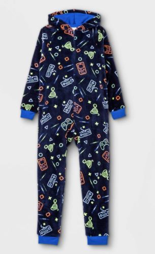 Boys' Gamer Hooded Union Suit Pajama Jumpsuit - Cat & Jack Gaming Legend (X-Large) Blue